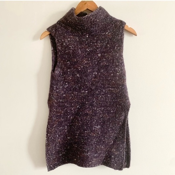 WILFRED Aritzia Durandal Marl Sleeveless Mock Neck Wool Silk Merino Sweater - Picture 4 of 11
